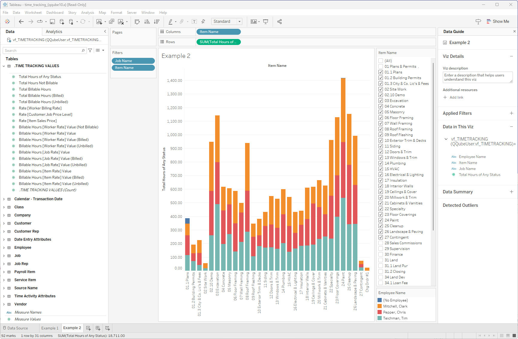 Tableau Time Tracking Example QuickBooks Time Tracking Report in Tableau using QQube